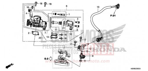 CORPS DE PAPILLON MSX125F de 2015